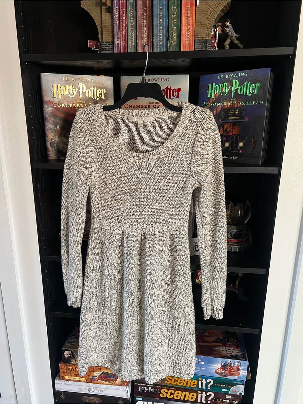 LC Lauren Conrad Cream Marled Knit Long-Sleeve Dress